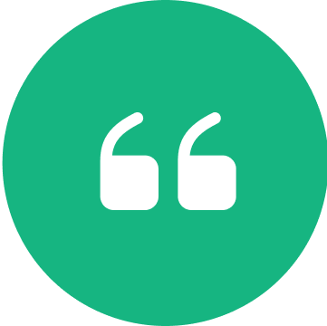 Green circle with white quotation marks icon.